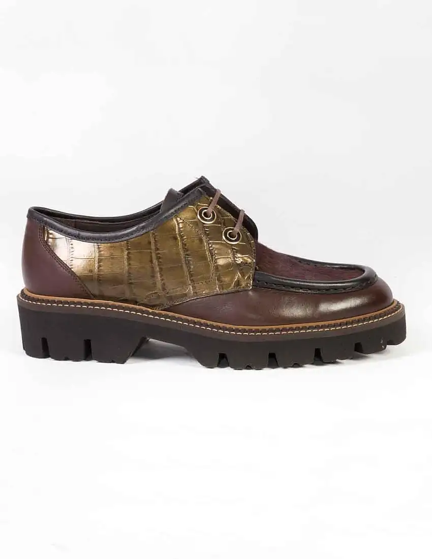 Zapato cordones mujer Pertini Pony marrón