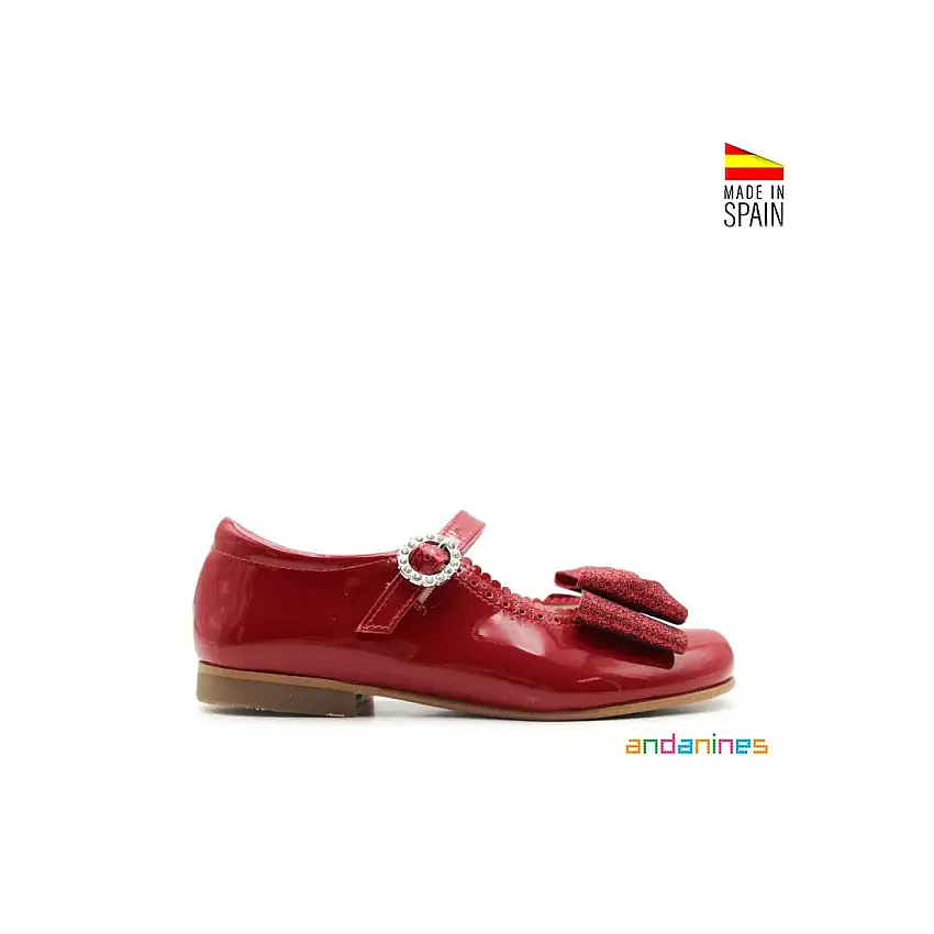 Zapato rojo charol lazo glitter
