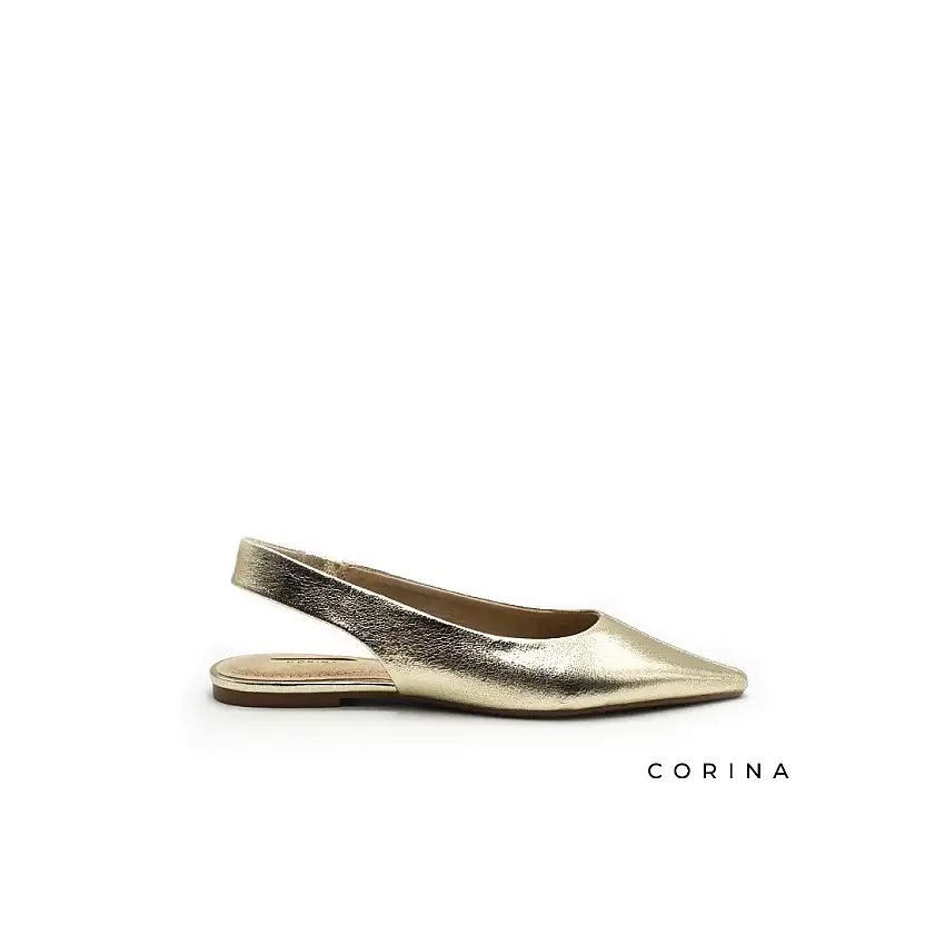 Zapato salón plano dorado destalonado