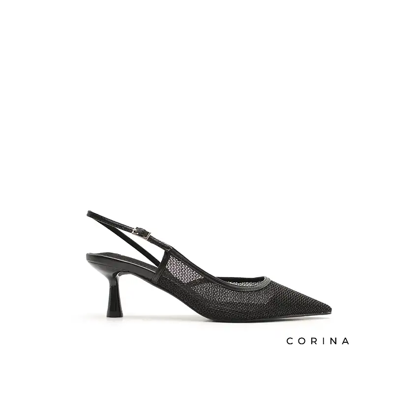 Zapato salón rejilla negro