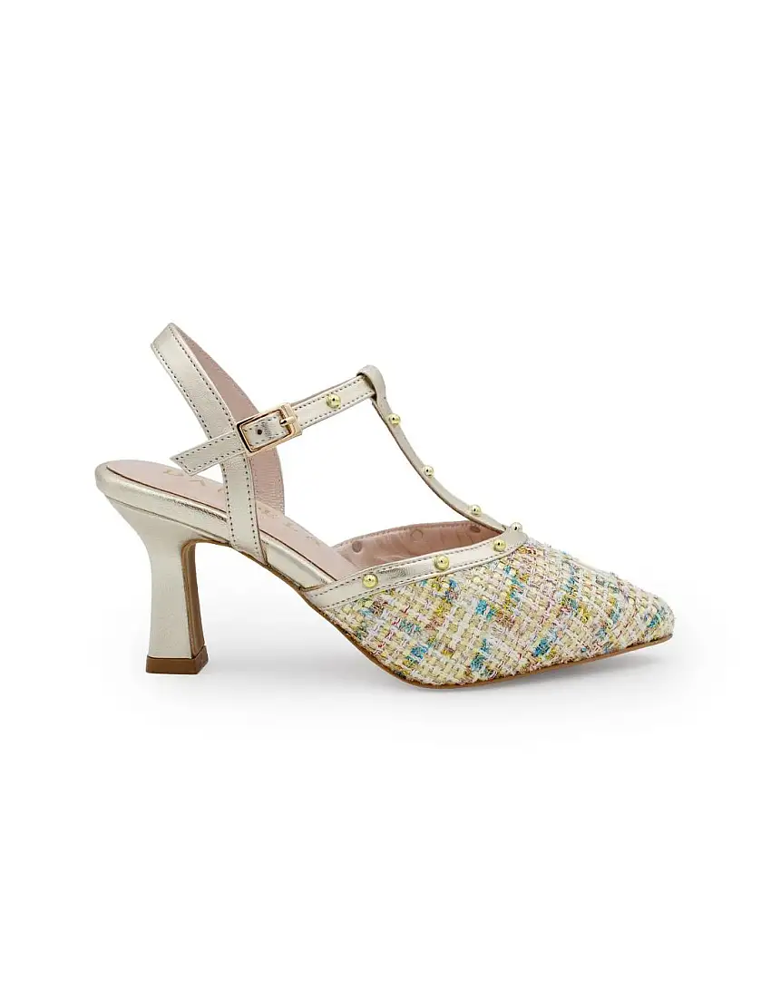 Zapato Tachas Mujer Daniela Shoes 26060/001 Pique Beige/Oro