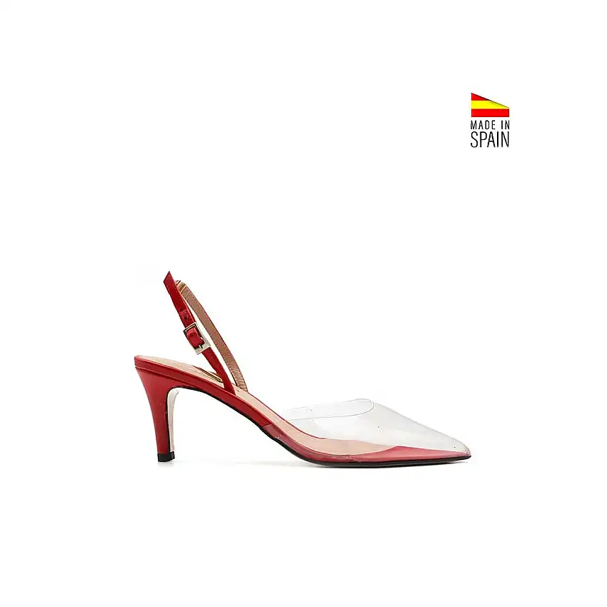 Zapato vinilo y piel rojo