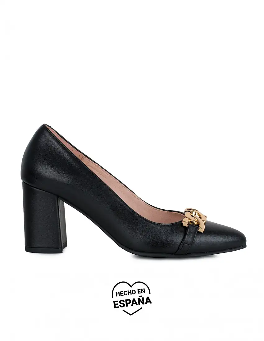 Zapatos Salón Cadena Negros PERA LIMONERA