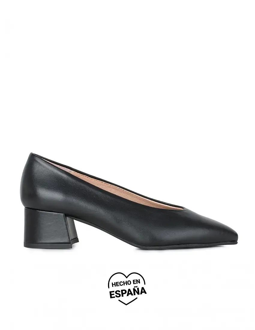 Zapatos Salón Negros Tacón Cuadrado PERA LIMONERA