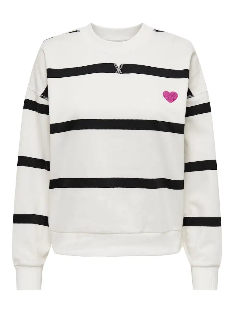 Onlserena L/S Stripe O-Neck SwtCloud Dancer Black