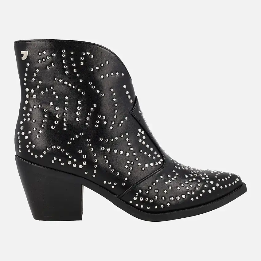 Botines cowboy Struer en piel negra con remaches