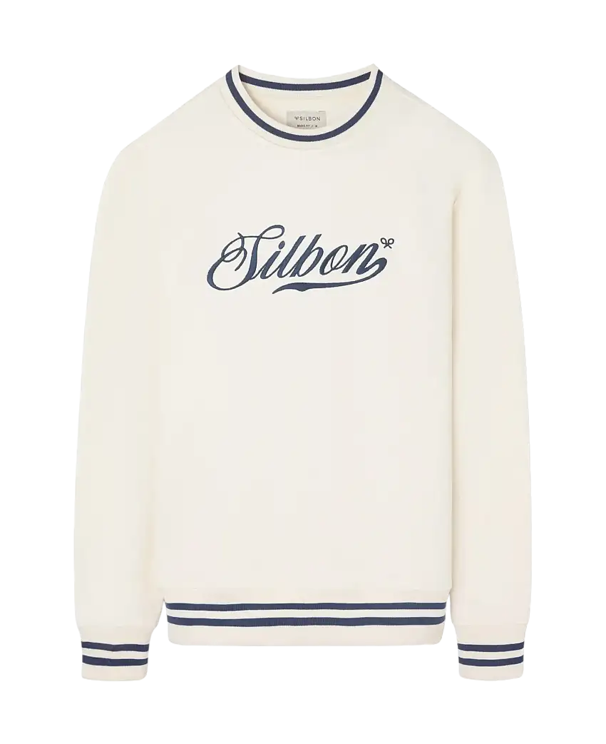 Sudadera SILBON Retro Lettering Crema