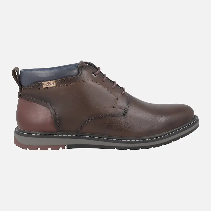 Botines marrones de piel con cordones para hombre Berna