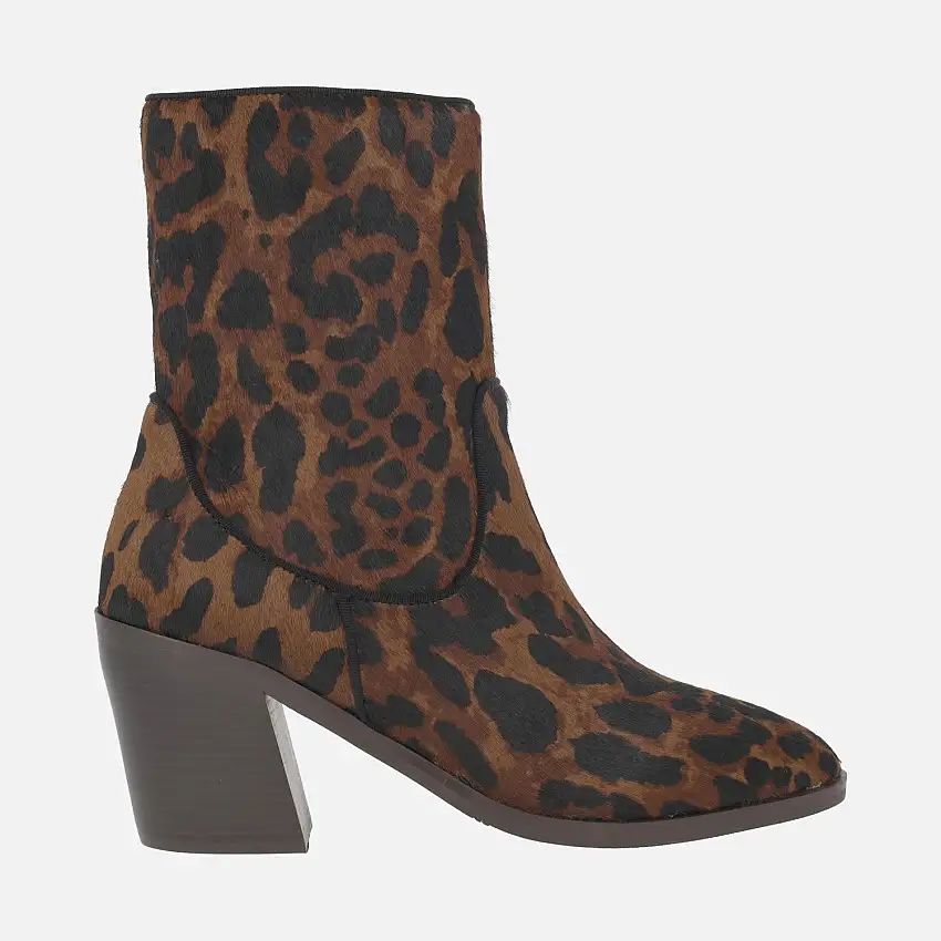 Botines de tacón en pelo animal print leopardo Lilith