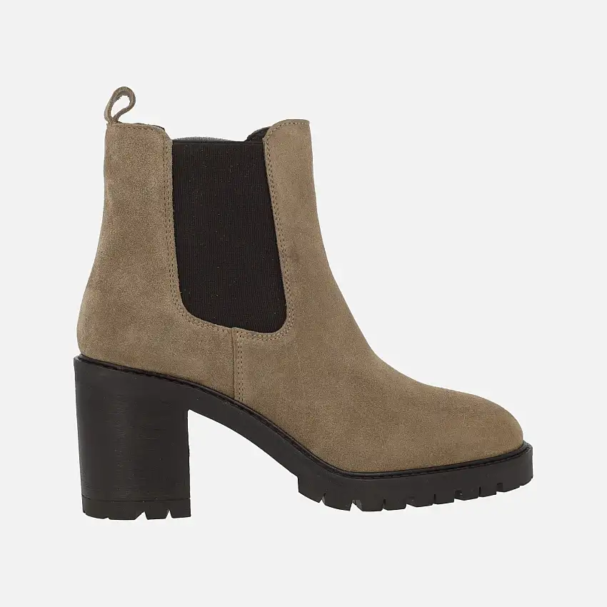 Botines de tacón estilo chelsea en serraje taupe Alpe Valley