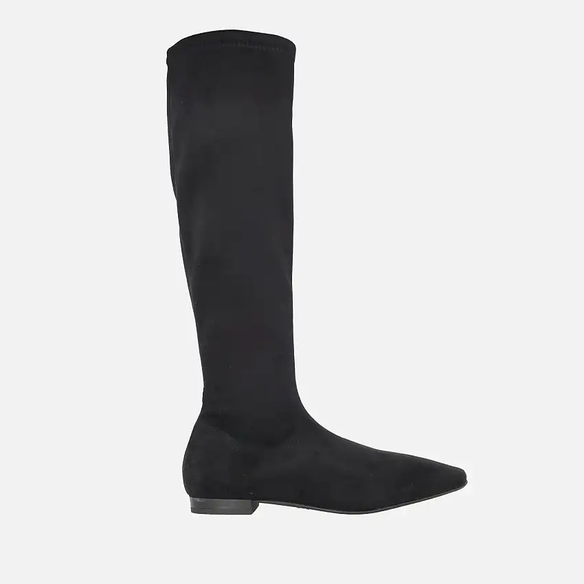 Botas planas de caña alta en tejido elástico water repelent