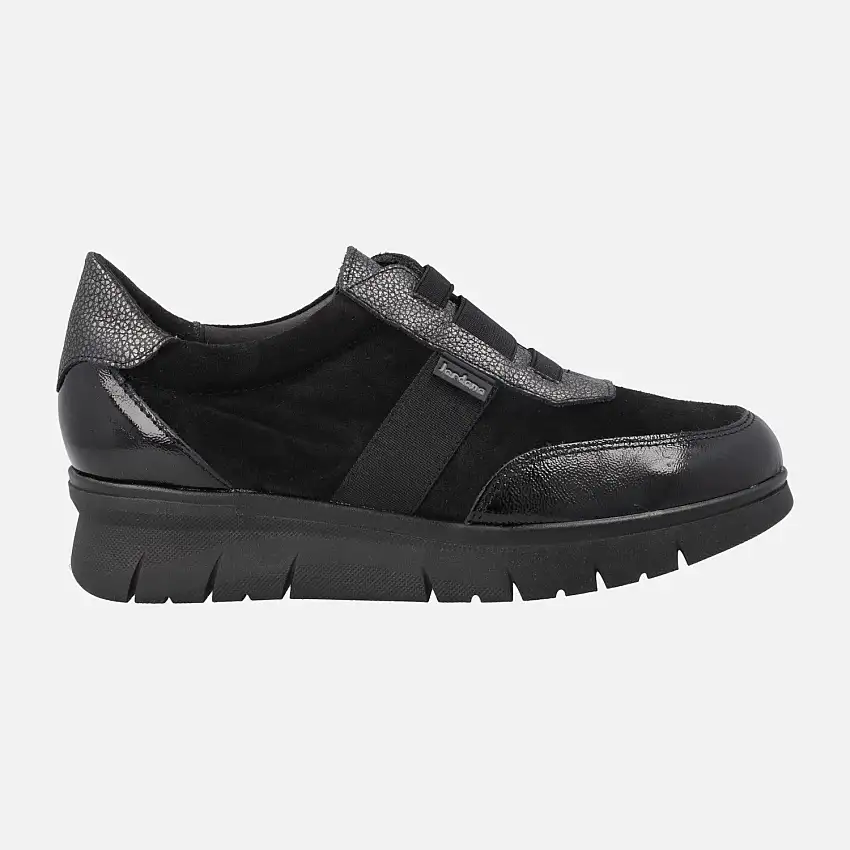 Deportivos multi material en combinado negro con elásticos