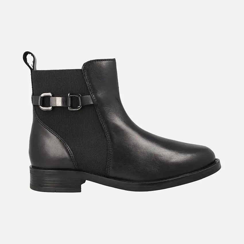 Botines combinados en piel y tejido negros con adorno metálico