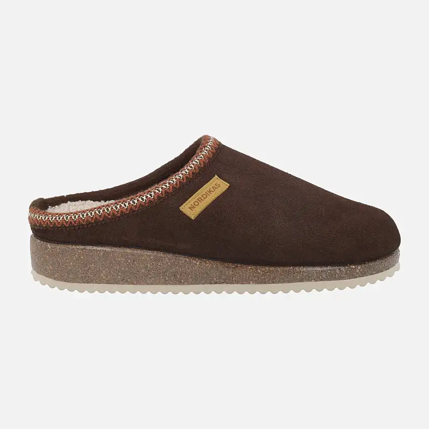 Zapatillas de casa descalzas para hombre en afelpado marrón