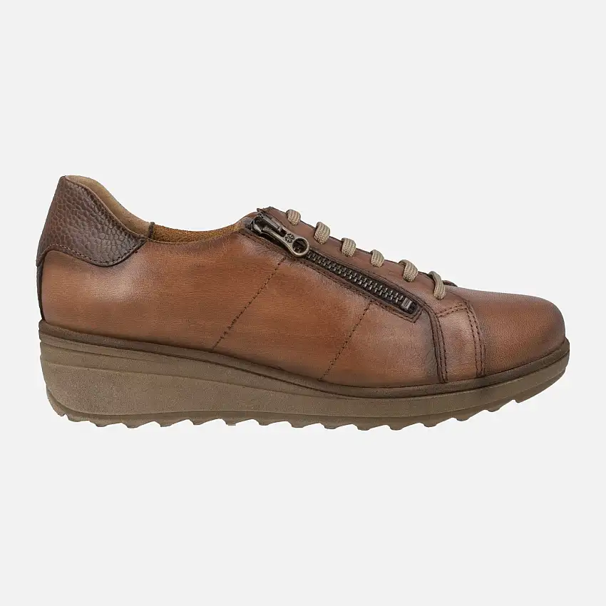 Zapatos deportivos de piel con cordones y cremallera