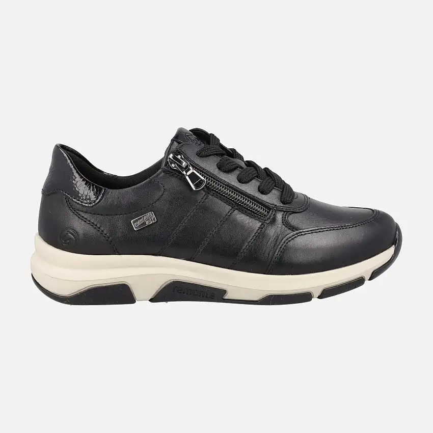 Zapatos deportivos en piel negra con membrana Remonte TEX