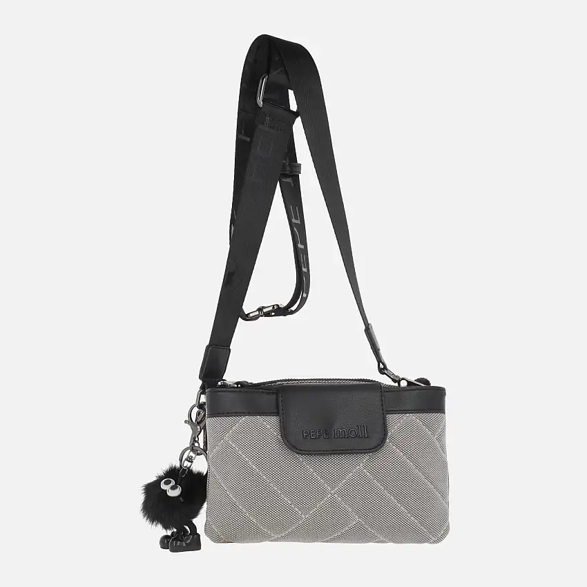 Bolsos bandolera con diseño acolchado y adorno de pompón