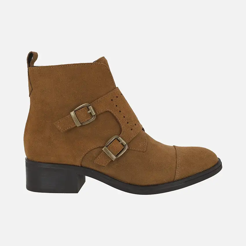 Botines clásicos con dos hebillas en serraje