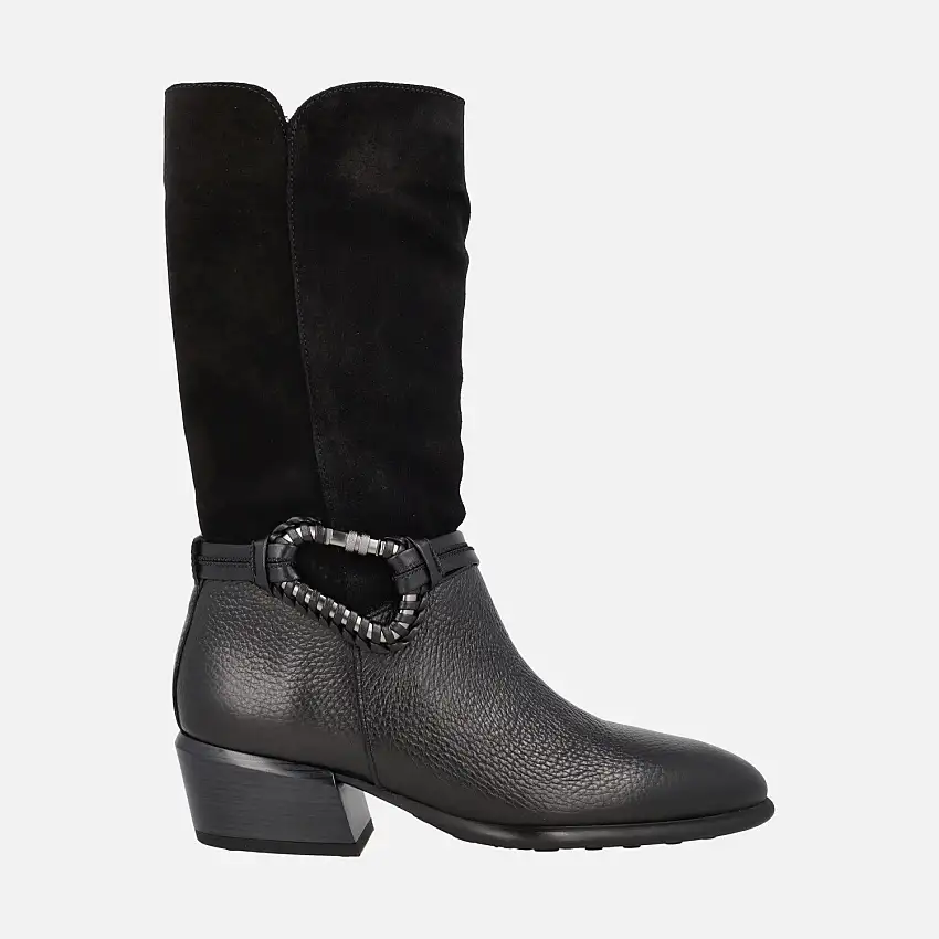 Botas de media caña en combinado de piel y serraje Verona