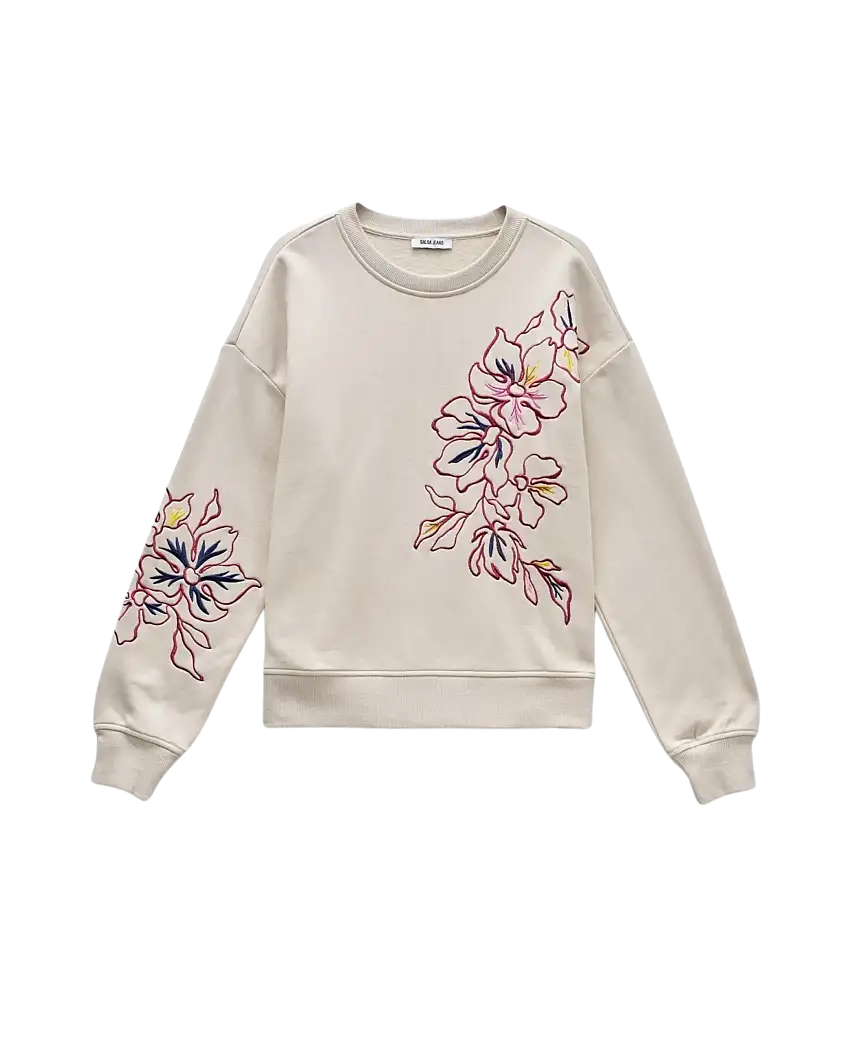 Sudadera SALSA JEANS Bordado Floral Dark Pearl