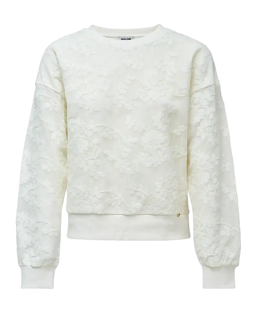 Sudadera SALSA JEANS Bordados Florales Light Pearl
