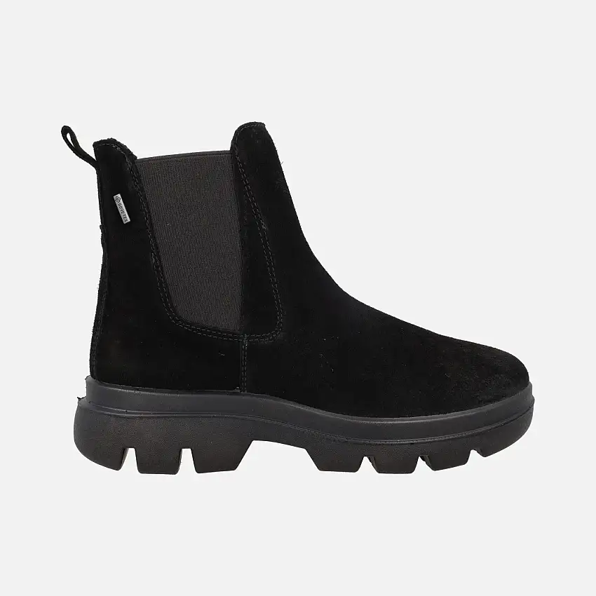 Botines negros de serraje con membrana Gore tex y elástico lateral