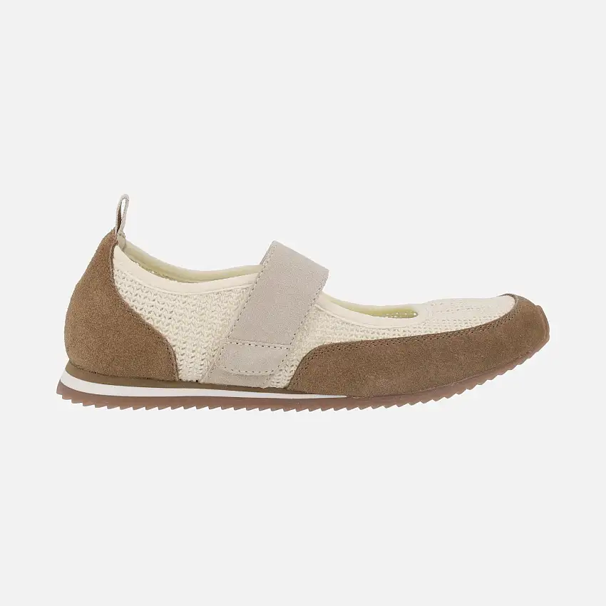 Bailarinas deportivas DUNDORI en combinado de piel y crochet