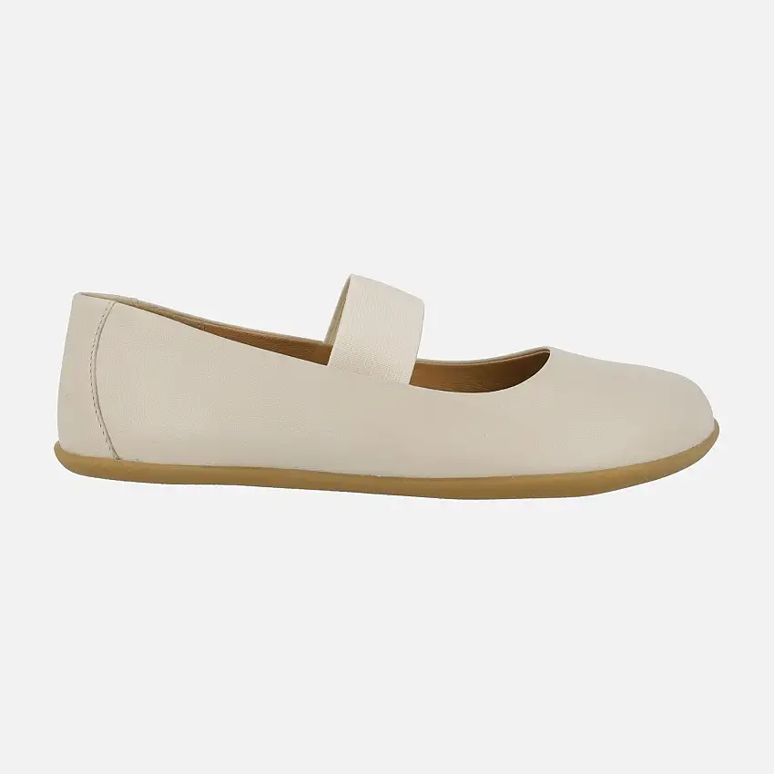 Bailarinas BAREFOOT Malakisi en piel beige con elástico al empeine