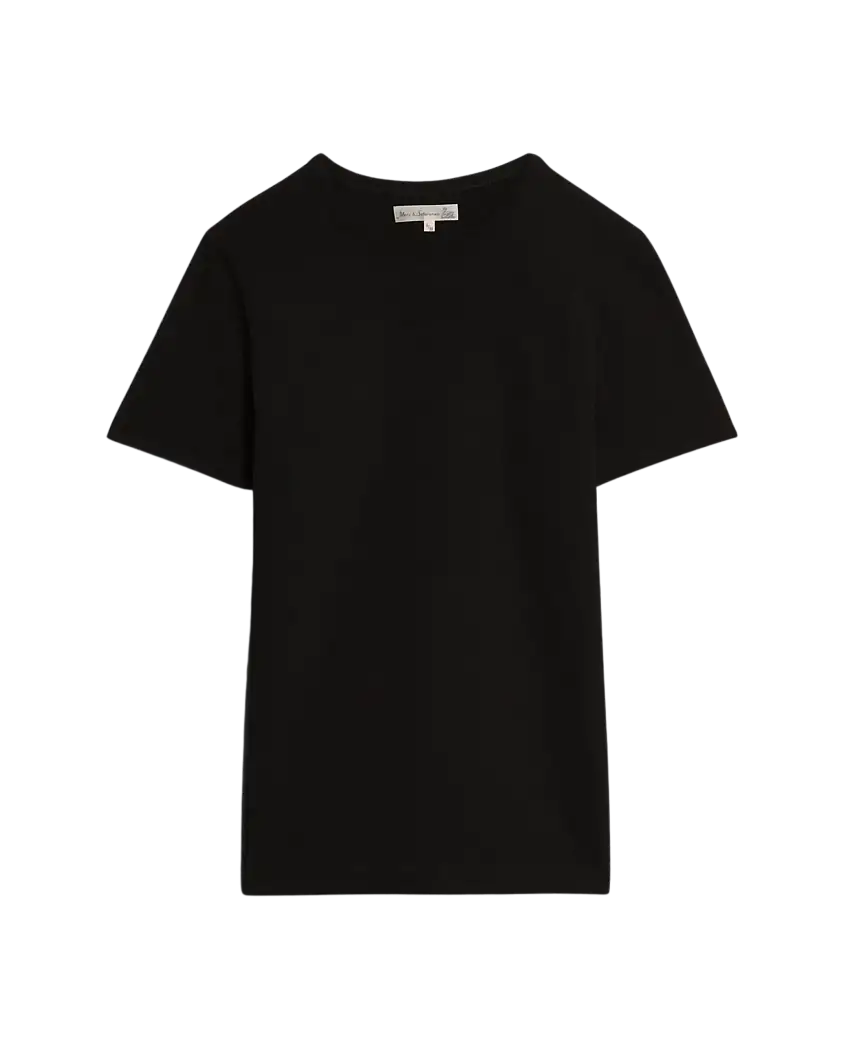 Camiseta MERZ B SCHWANEN Clásica de Peso Medio con Tejido de Punto circular 215 Negra