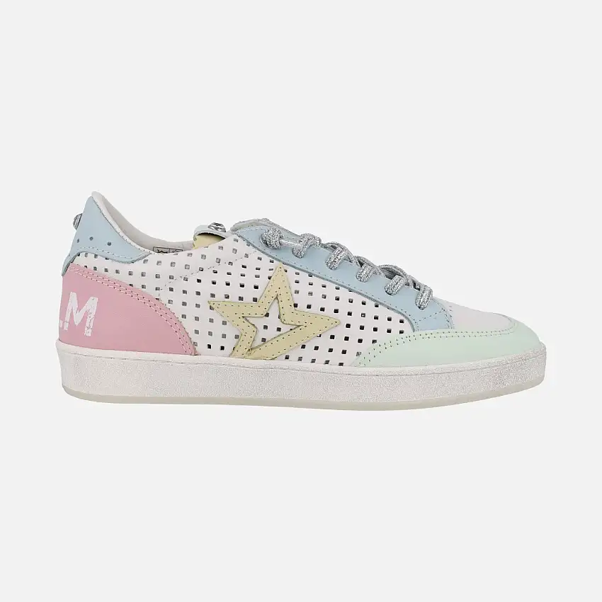Deportivas de piel con calados en combinado multicolor