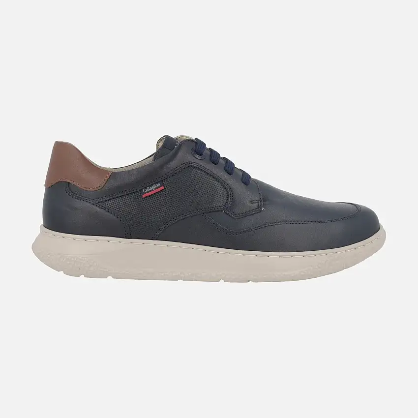 Zapatos de piel azul marino con cordones y suela Extralight