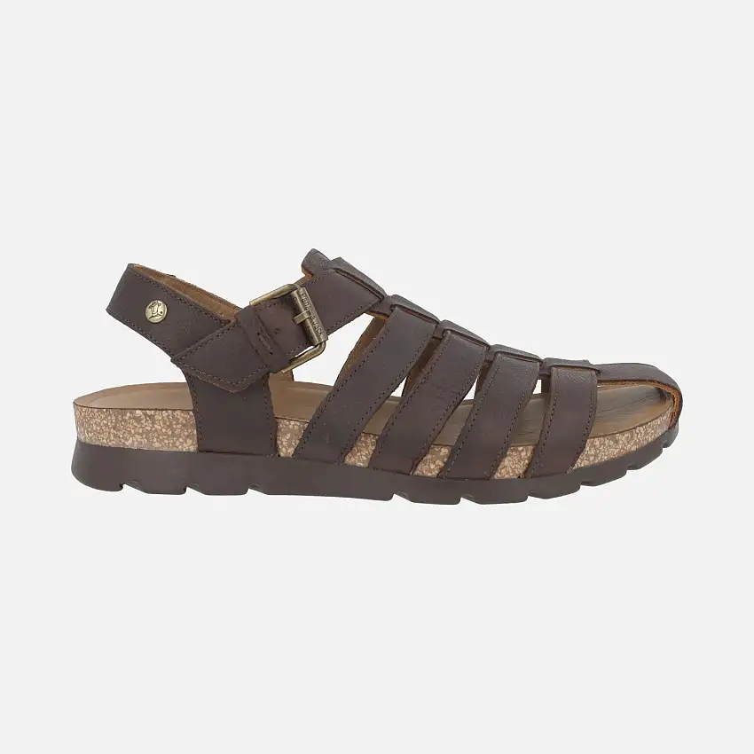 Sandalias marrones de piel para hombre Sebas C2 estilo cangrejeras