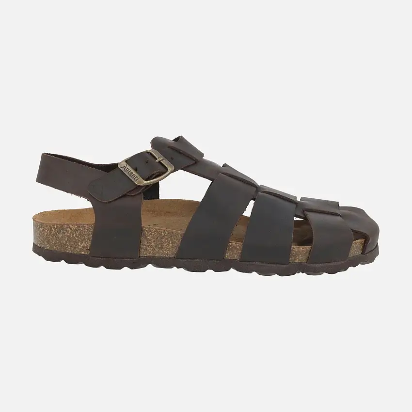 Sandalias cangrejeras bio en piel marrón