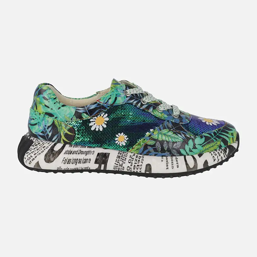 Deportivas verdes Laura Vita con detalle de lentejuelas Burton 05 Vert