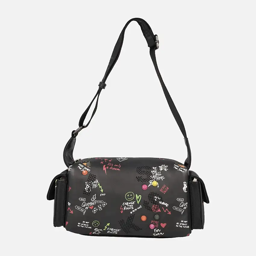 Bolsos bandolera con detalle de graffity y tachas de colores