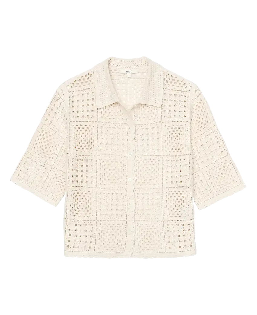Cardigan YERSE Sam Efecto Crochet Crudo