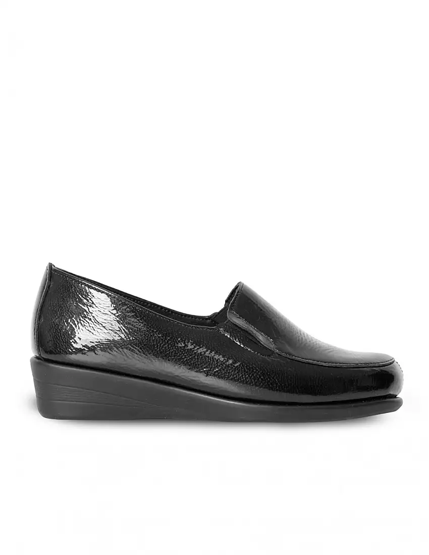 48 HOURS Mocasines Cuña Charol Negros
