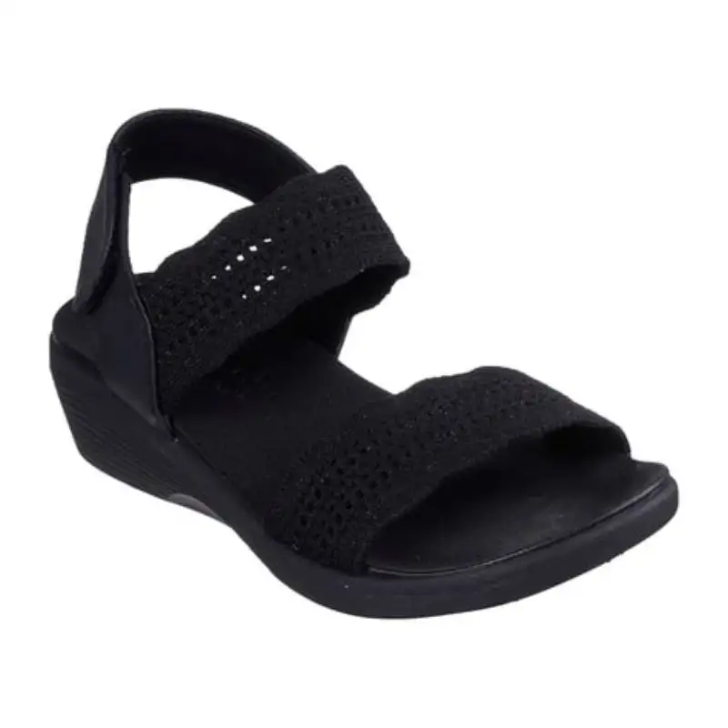 SKECHERS 119559 Sandalia de cuña velcro calada negro