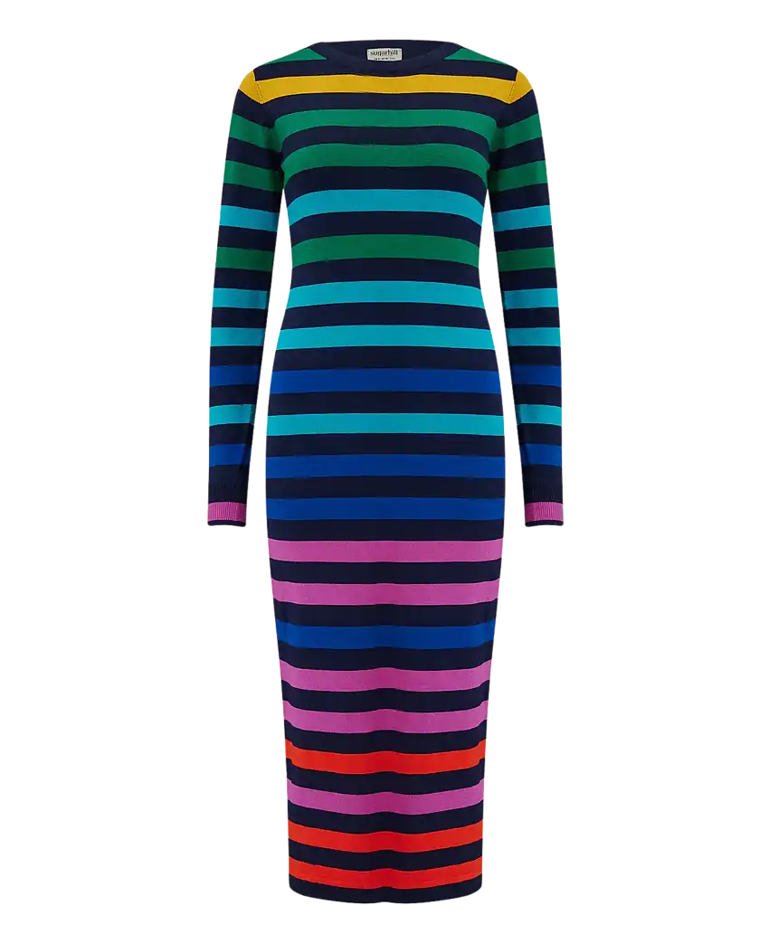 Vestido SUGARHILL Liselle Multi, Staggered Rainbow