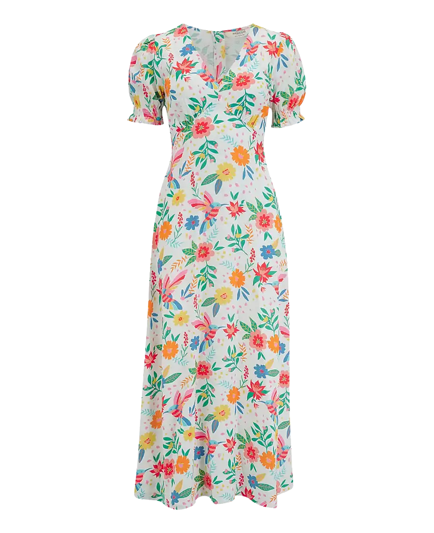 Vestido SUGARHILL Maryjane Off-White Tropical Hummingbird