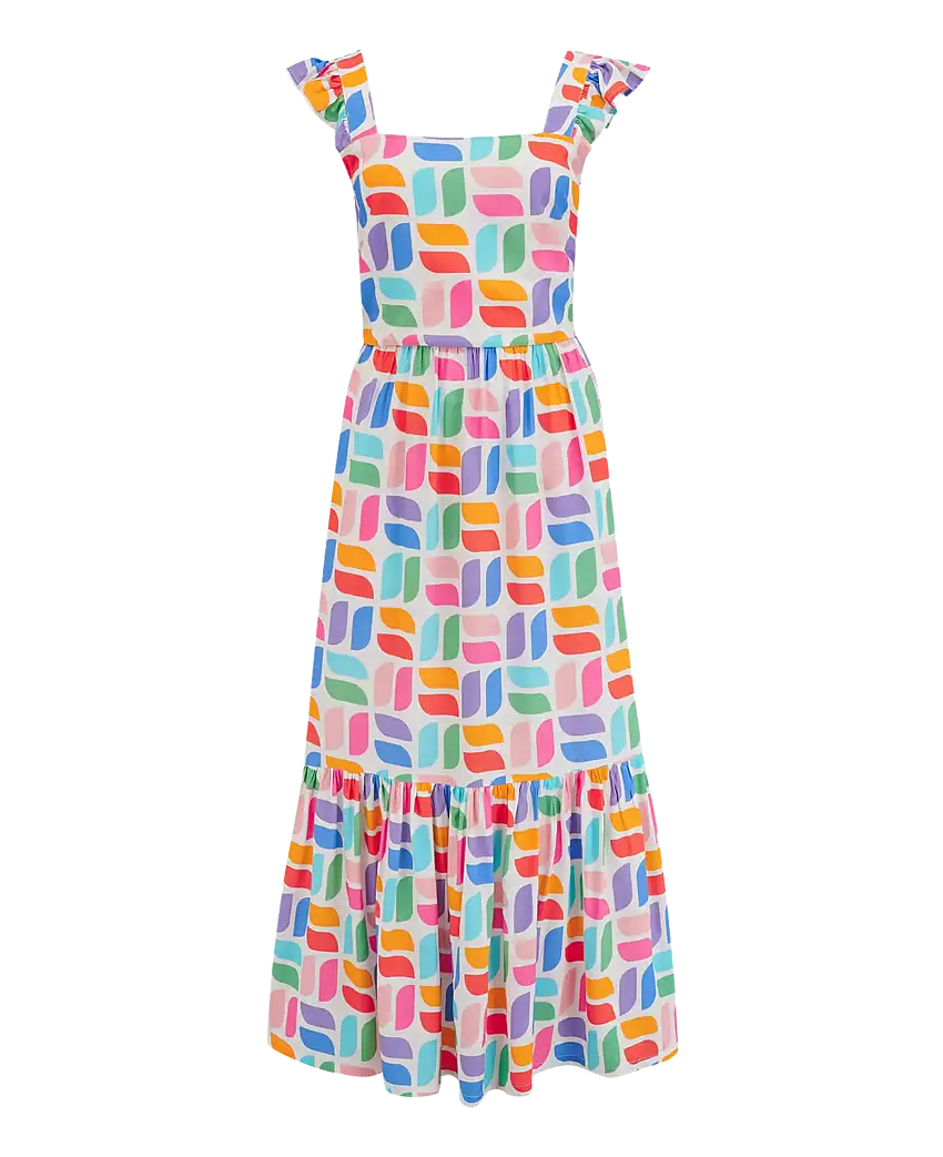 Vestido SUGARHILL Estelle Off White Curved Geometric