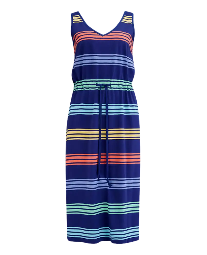 Vestido SUGARHILL Gilly Midi Navy Malibu Stripe