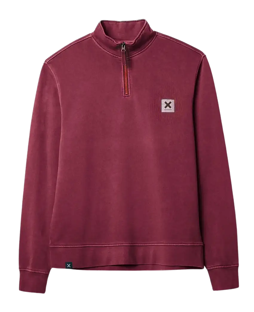 Sudadera BLUE BANANA Unisex Iconic Half Zip Burgundy