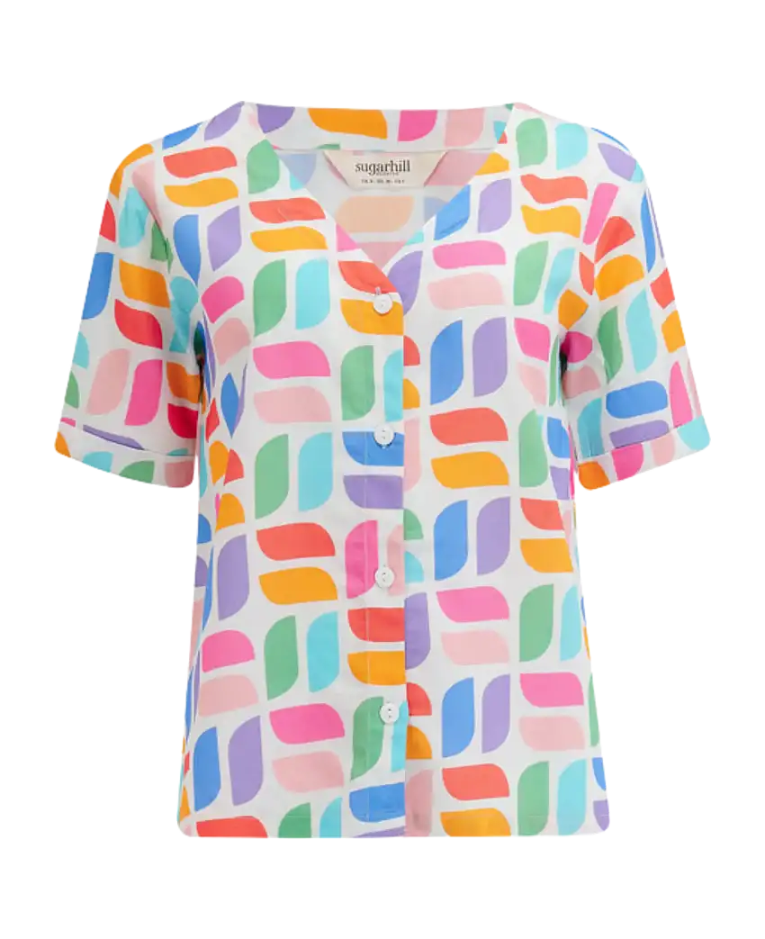 Camisa SUGARHILL Hatty Off-White Curved Geometric
