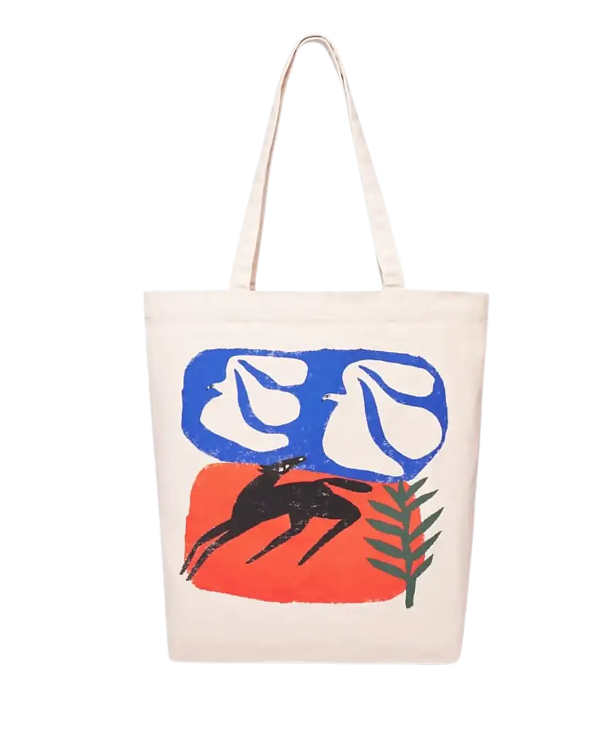 Bolso Tote Bag DEDICATED Torekov Foal with Birds Off-White