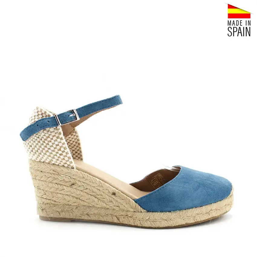 Alpargata cuña serraje azul denim