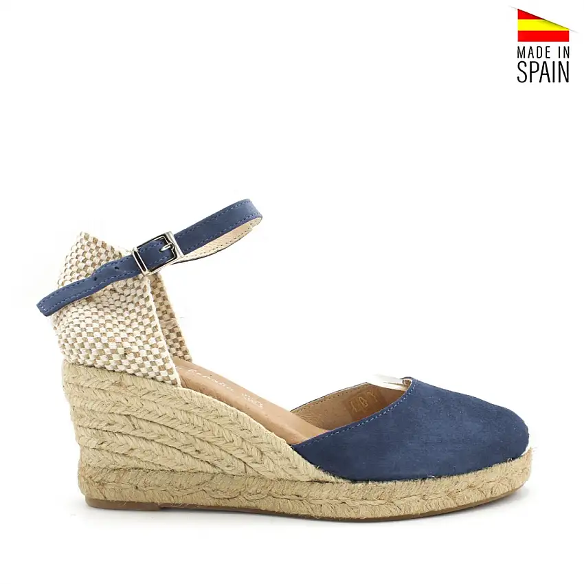 Alpargata cuña serraje azul jeans