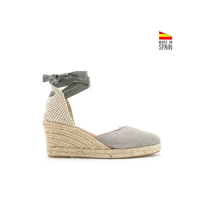 Alpargata gris con cuña media de ante