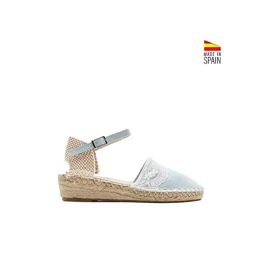 Alpargata suede azul con puntilla