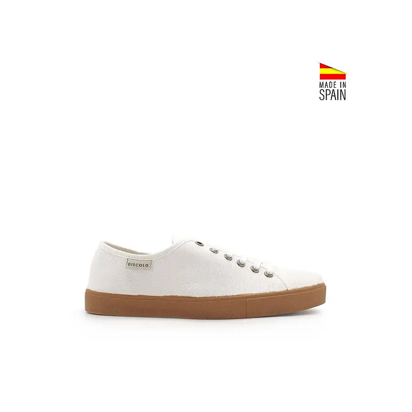 Bamba blanca suela camel